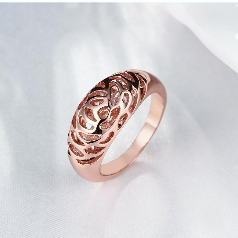 Wholesale Classic Rose Gold Round White Rhinestone Ring TGGPR1113 4