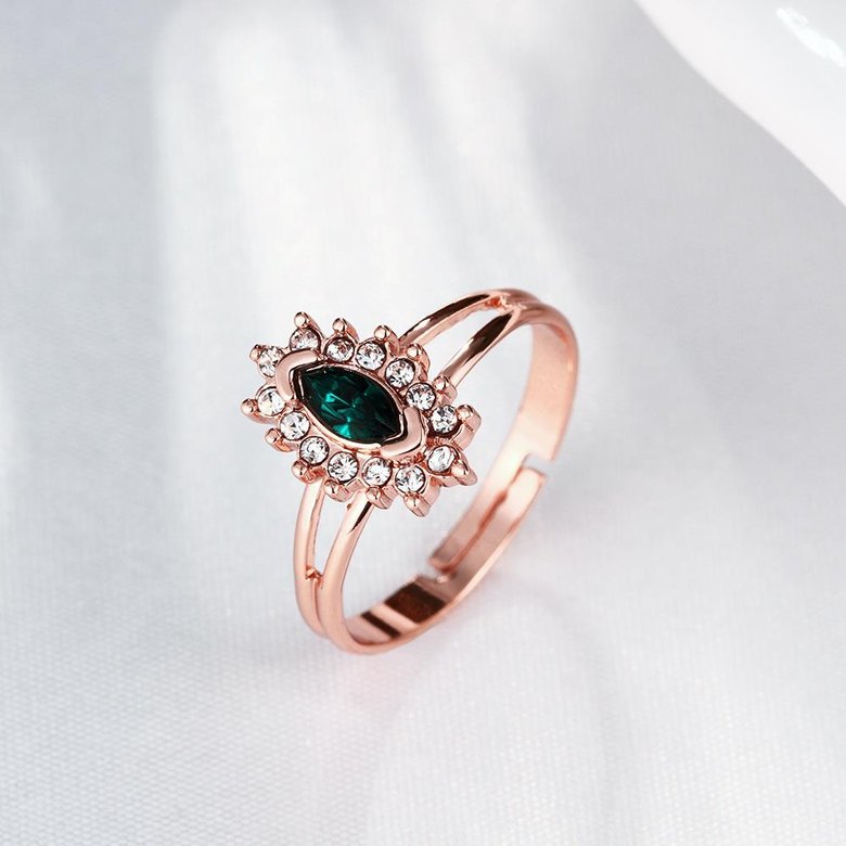 Wholesale Romantic Rose Gold Plant Multicolor Rhinestone Ring TGGPR1140 3