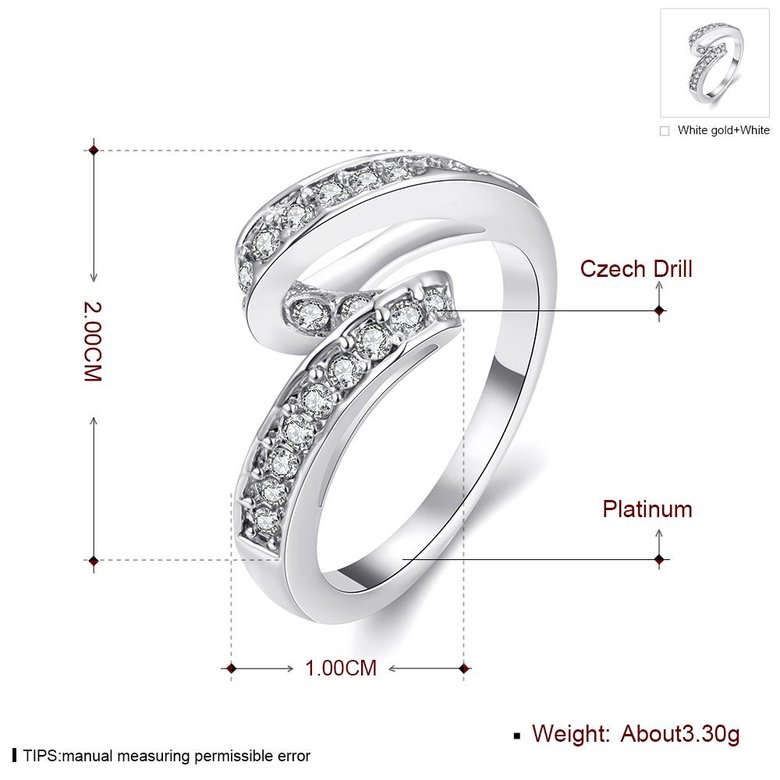 Wholesale Trendy Platinum Geometric White Rhinestone Ring TGGPR1154 0