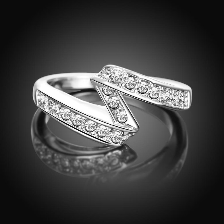 Wholesale Trendy Platinum Geometric White Rhinestone Ring TGGPR1154 1