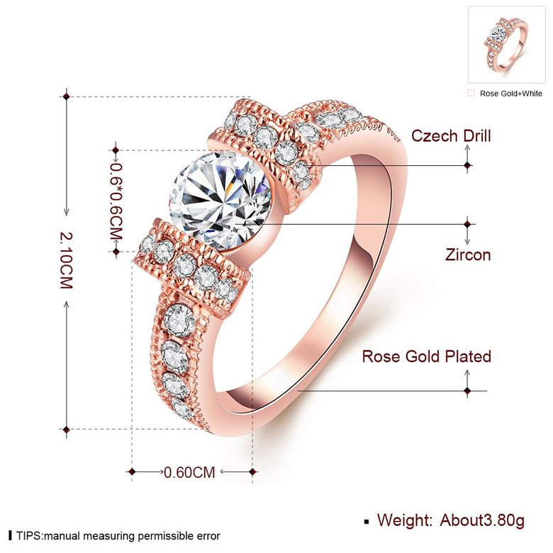 Wholesale Bohemia Rose Gold Geometric White Rhinestone Ring TGGPR1217 0