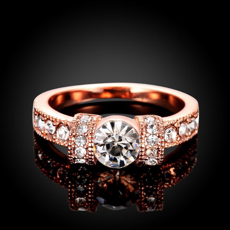 Wholesale Bohemia Rose Gold Geometric White Rhinestone Ring TGGPR1217 1