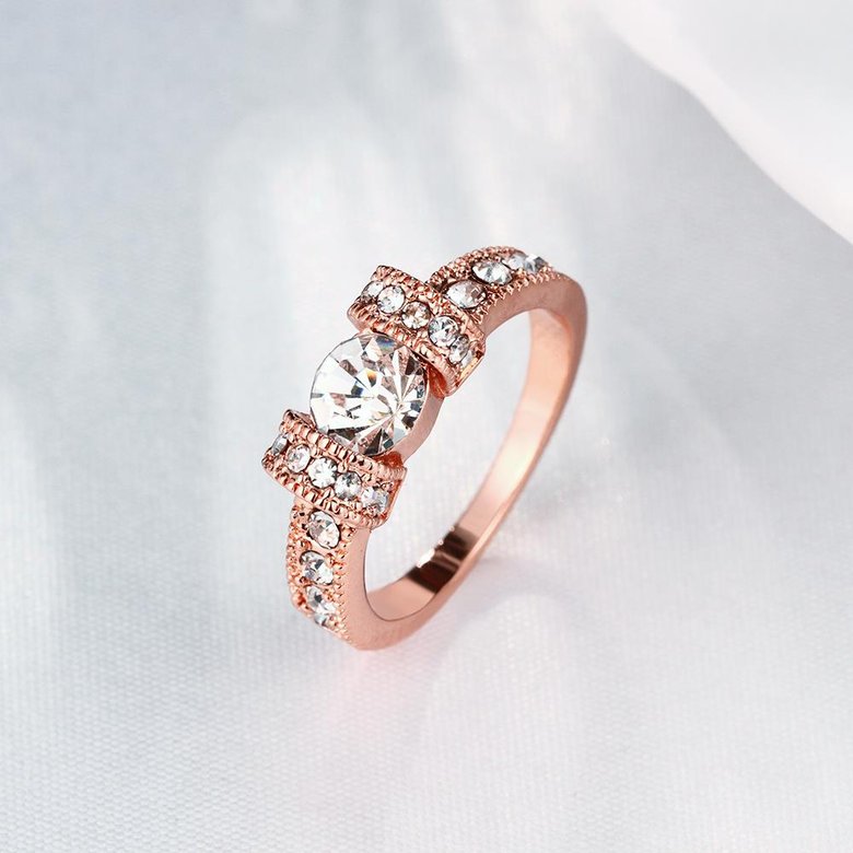 Wholesale Bohemia Rose Gold Geometric White Rhinestone Ring TGGPR1217 2