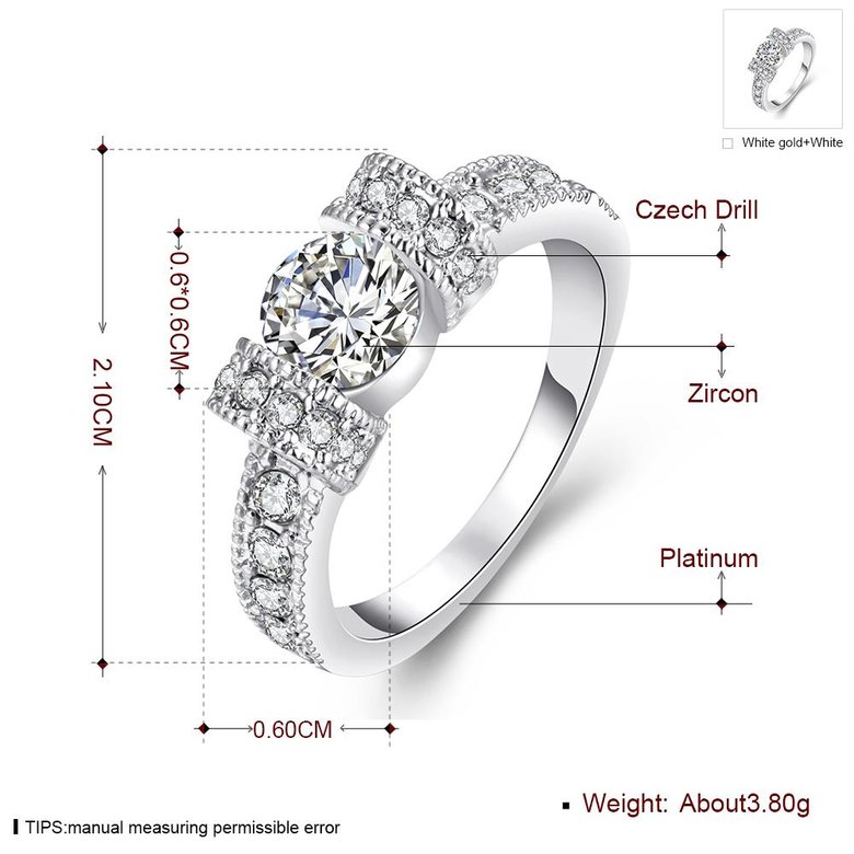 Wholesale Bohemia Platinum Geometric White Rhinestone Ring TGGPR1224 0