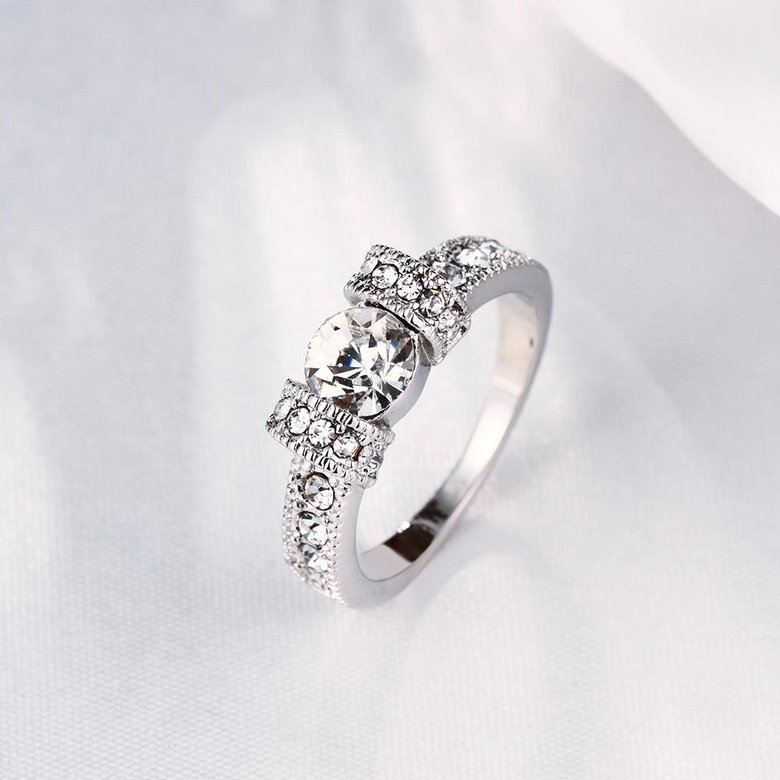 Wholesale Bohemia Platinum Geometric White Rhinestone Ring TGGPR1224 2