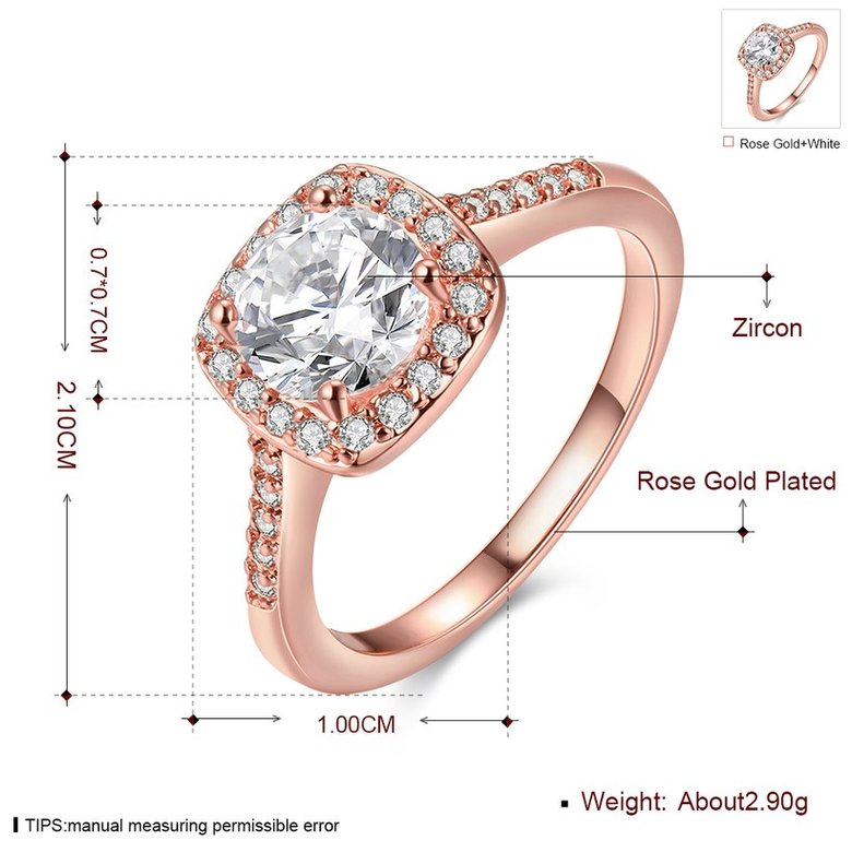 Wholesale Classic Rose Gold Geometric White CZ Ring TGGPR1293 0