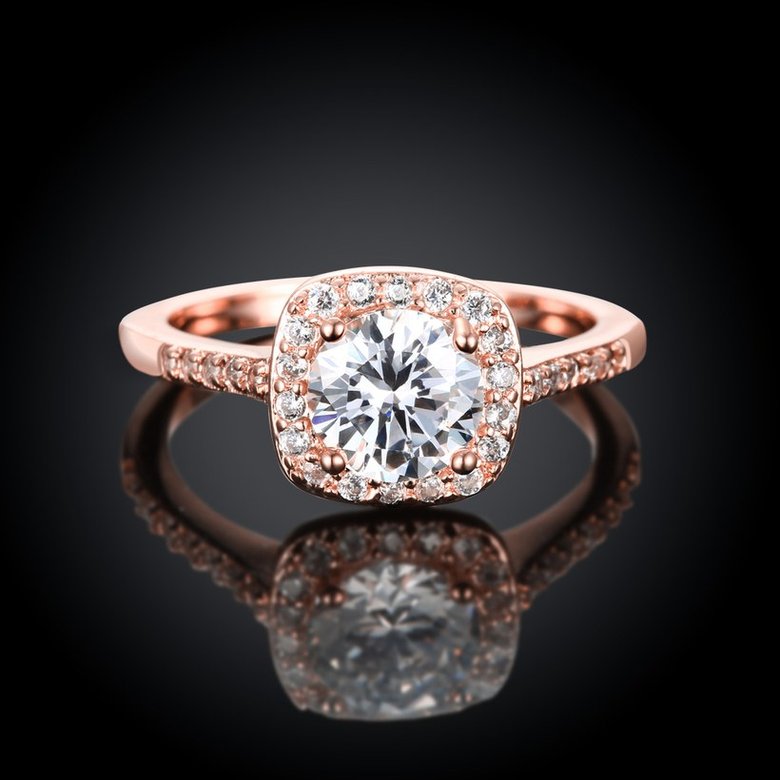 Wholesale Classic Rose Gold Geometric White CZ Ring TGGPR1293 1