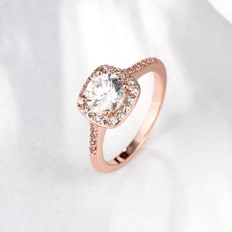 Wholesale Classic Rose Gold Geometric White CZ Ring TGGPR1293 2