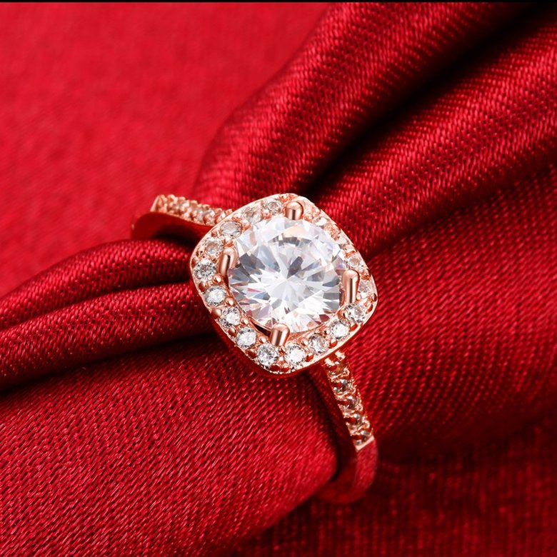 Wholesale Classic Rose Gold Geometric White CZ Ring TGGPR1293 3