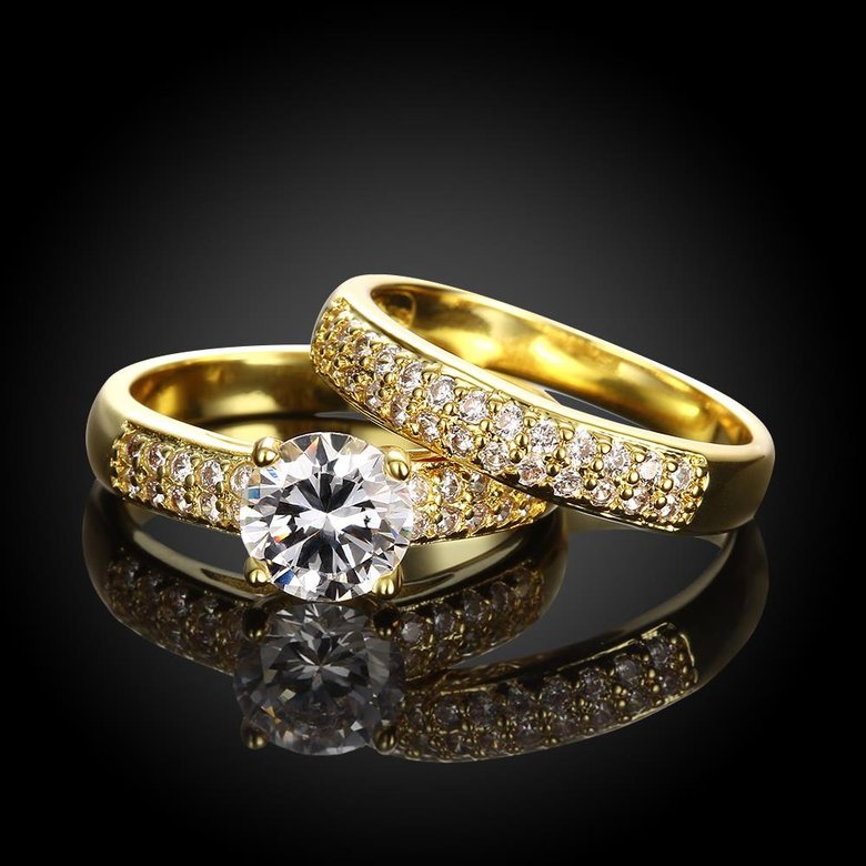 Wholesale Classic 24K Gold Plant White CZ Ring TGGPR1328 1