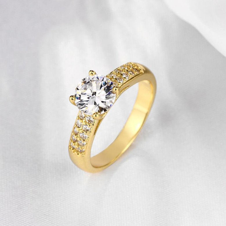 Wholesale Classic 24K Gold Plant White CZ Ring TGGPR1328 2