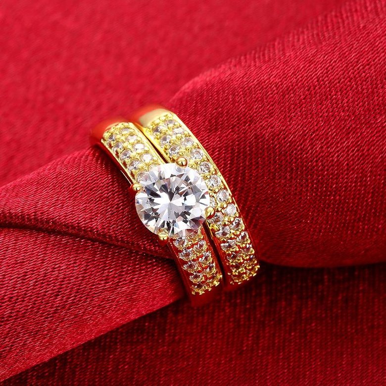 Wholesale Classic 24K Gold Plant White CZ Ring TGGPR1328 3