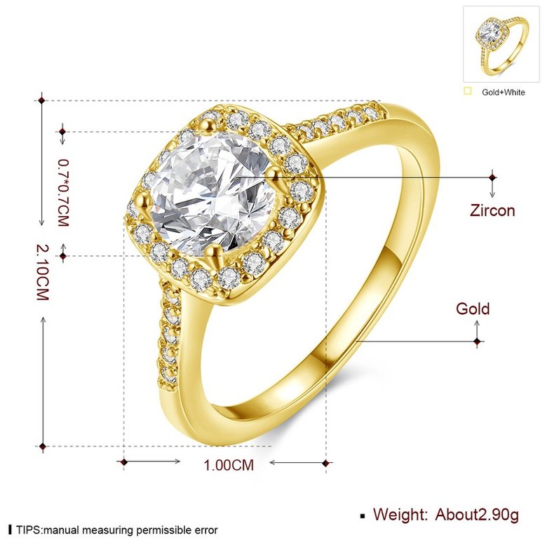 Wholesale Classic 24K Gold Geometric White CZ Ring TGGPR1341 0