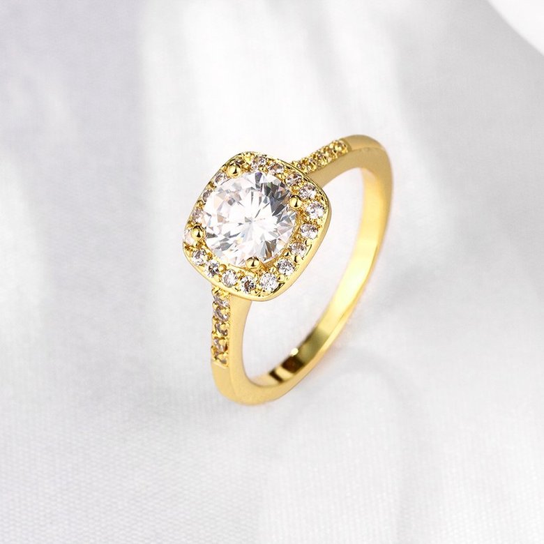 Wholesale Classic 24K Gold Geometric White CZ Ring TGGPR1341 2