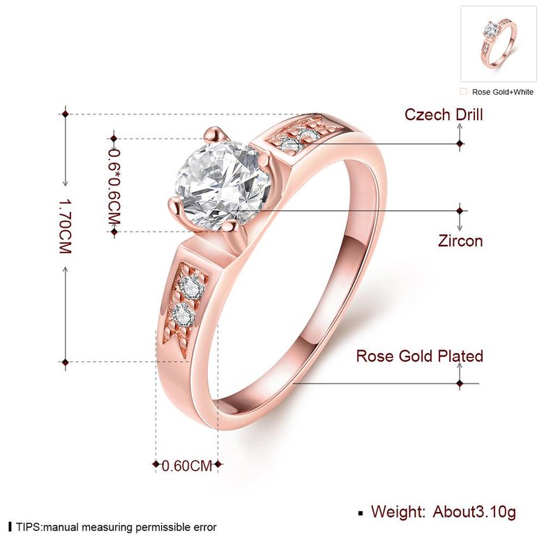 Wholesale Romantic Rose Gold Geometric White CZ Ring TGGPR1346 0