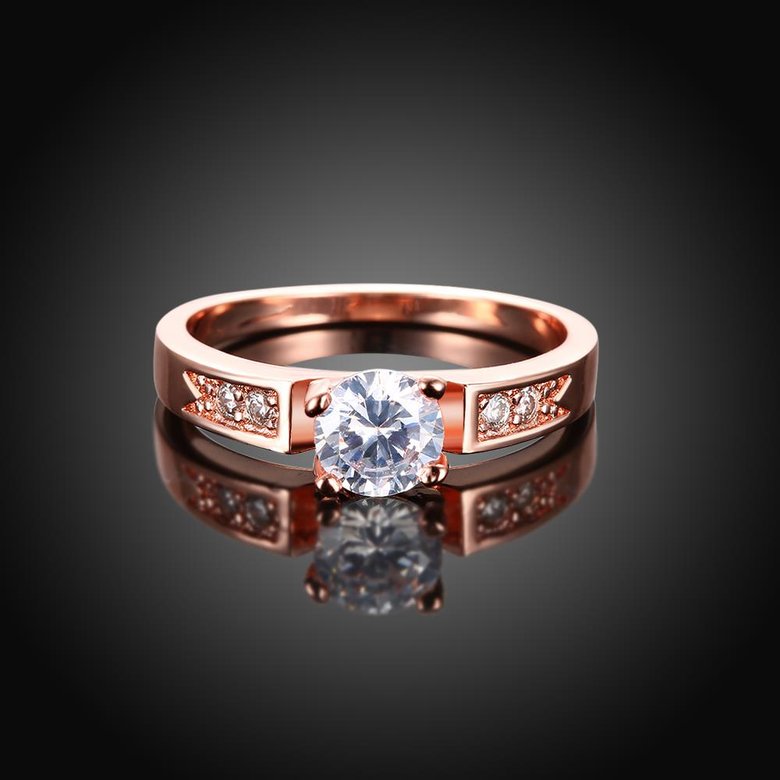 Wholesale Romantic Rose Gold Geometric White CZ Ring TGGPR1346 1