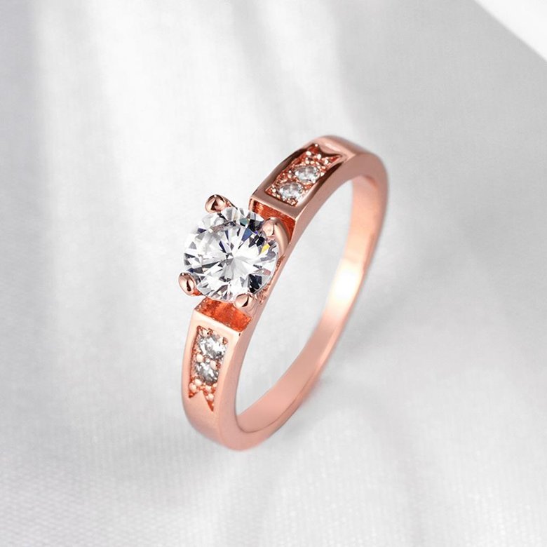 Wholesale Romantic Rose Gold Geometric White CZ Ring TGGPR1346 2