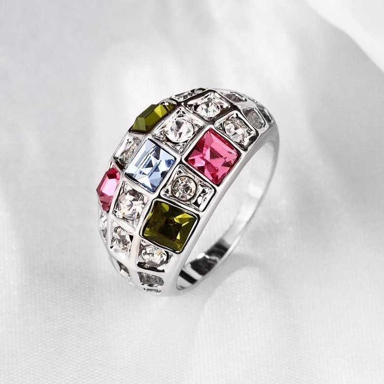 Wholesale Bohemia Platinum Geometric Multicolor Rhinestone Ring TGGPR1415 3