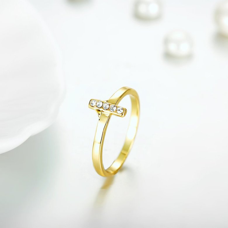Wholesale Trendy Antique Gold Cross White Crystal Ring TGGPR167 2