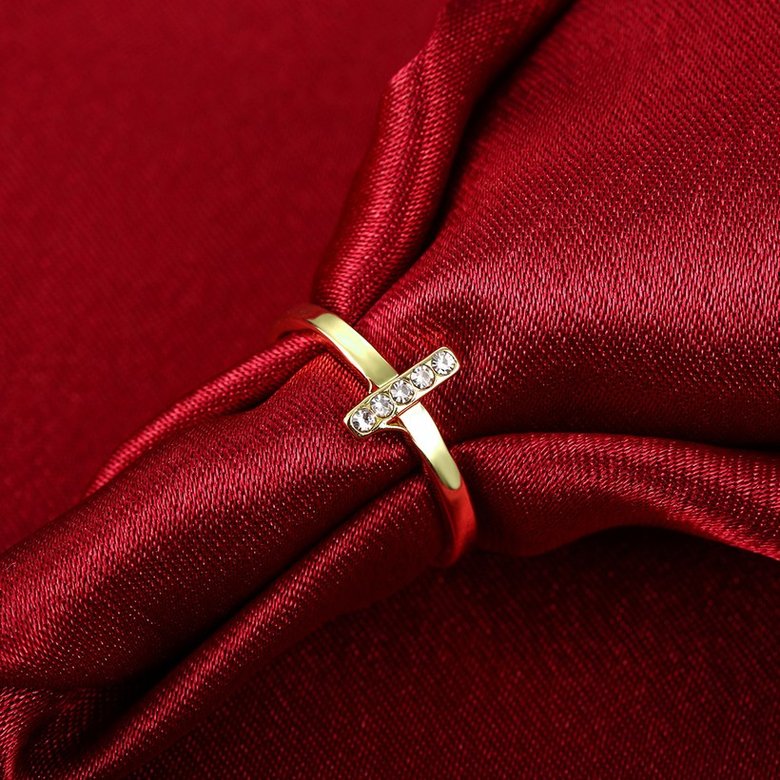 Wholesale Trendy Antique Gold Cross White Crystal Ring TGGPR167 3