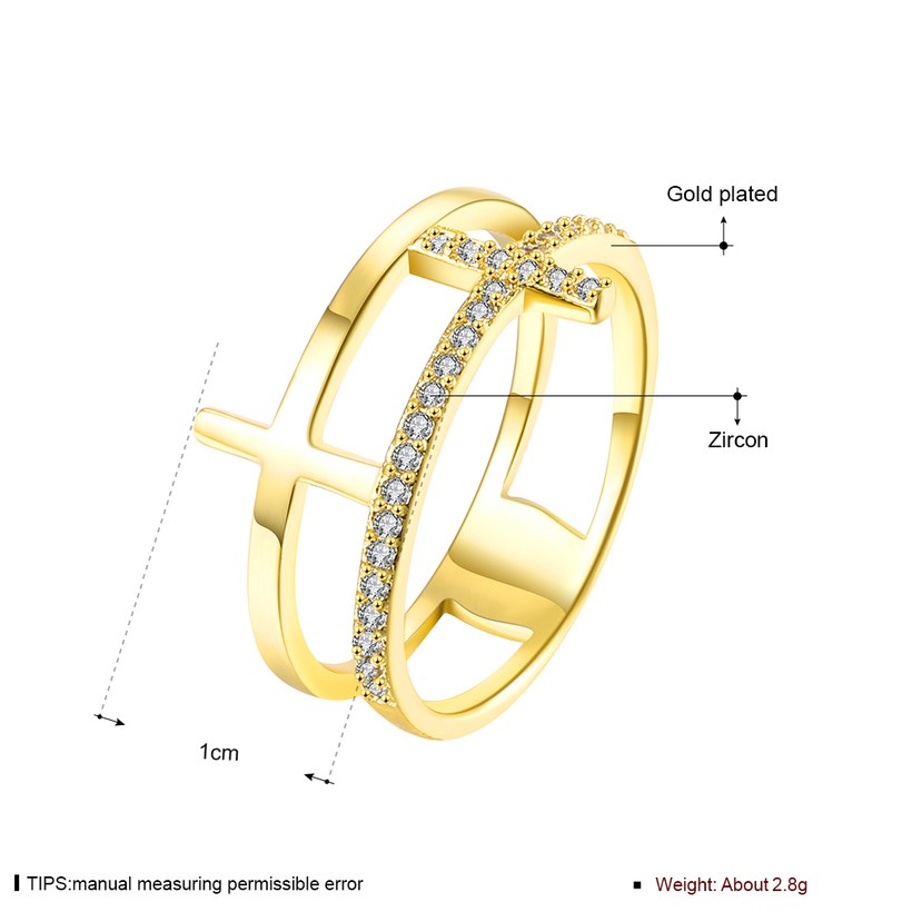 Wholesale New Design Cross shape  Trendy Antique Gold White CZ Ring fine jewelry gift  TGGPR239 0