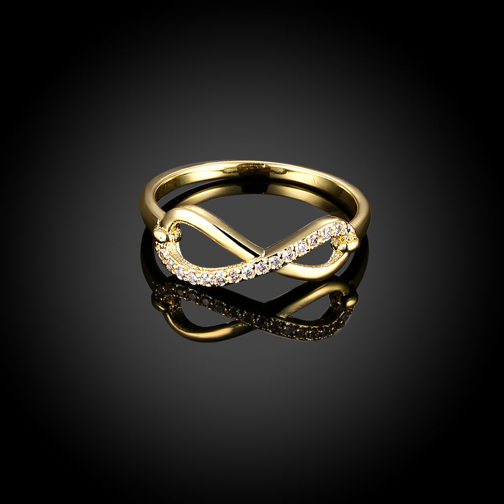 Wholesale Hot sale Jewelry Infinity 8 Symbol Trendy Imitation Antique Gold Ring White Crystal Ring TGGPR253 1