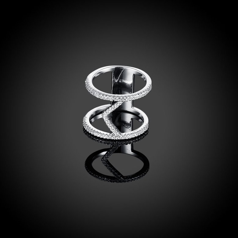 Wholesale Hot sale Jewelry Infinity 8 Symbol Trendy  Imitation Rhodium White CZ Ring White Crystal Ring TGGPR273 1