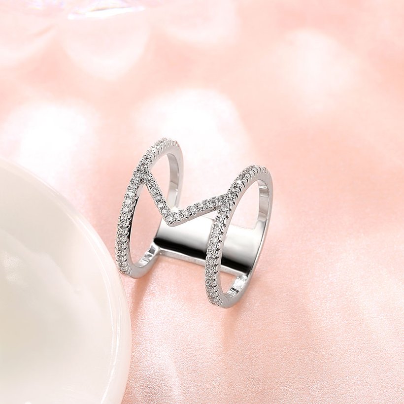 Wholesale Hot sale Jewelry Infinity 8 Symbol Trendy  Imitation Rhodium White CZ Ring White Crystal Ring TGGPR273 2