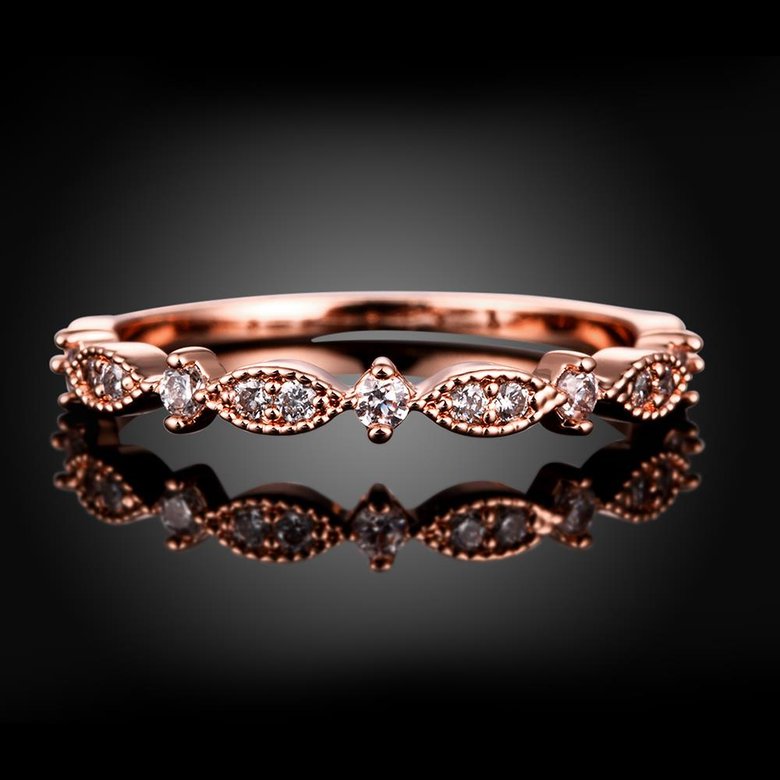 Wholesale Romantic Rose Gold Geometric White CZ Ring TGGPR954 1