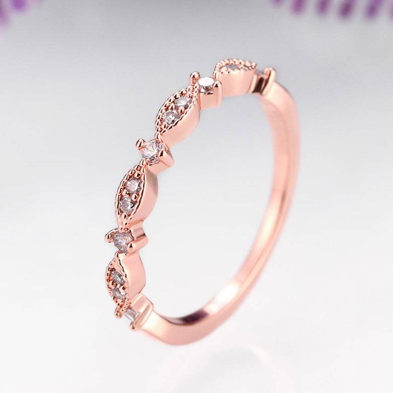 Wholesale Romantic Rose Gold Geometric White CZ Ring TGGPR954 2