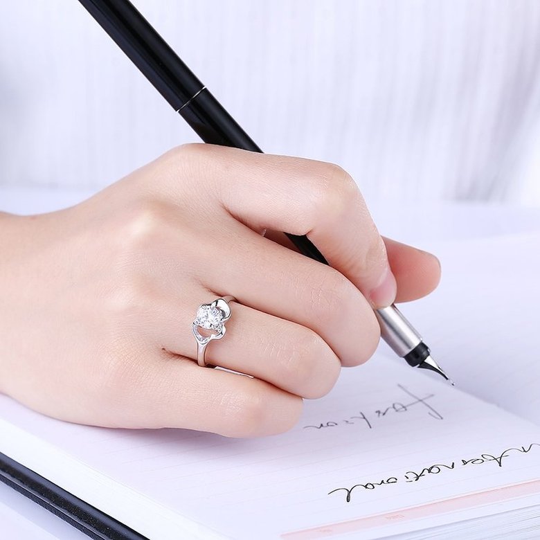 Wholesale Romantic Fashion Resizable 925 Sterling Silver CZ Flower Ring TGSLR188 0