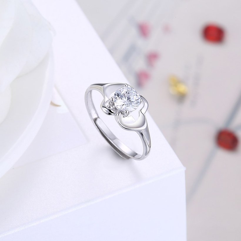 Wholesale Romantic Fashion Resizable 925 Sterling Silver CZ Flower Ring TGSLR188 3