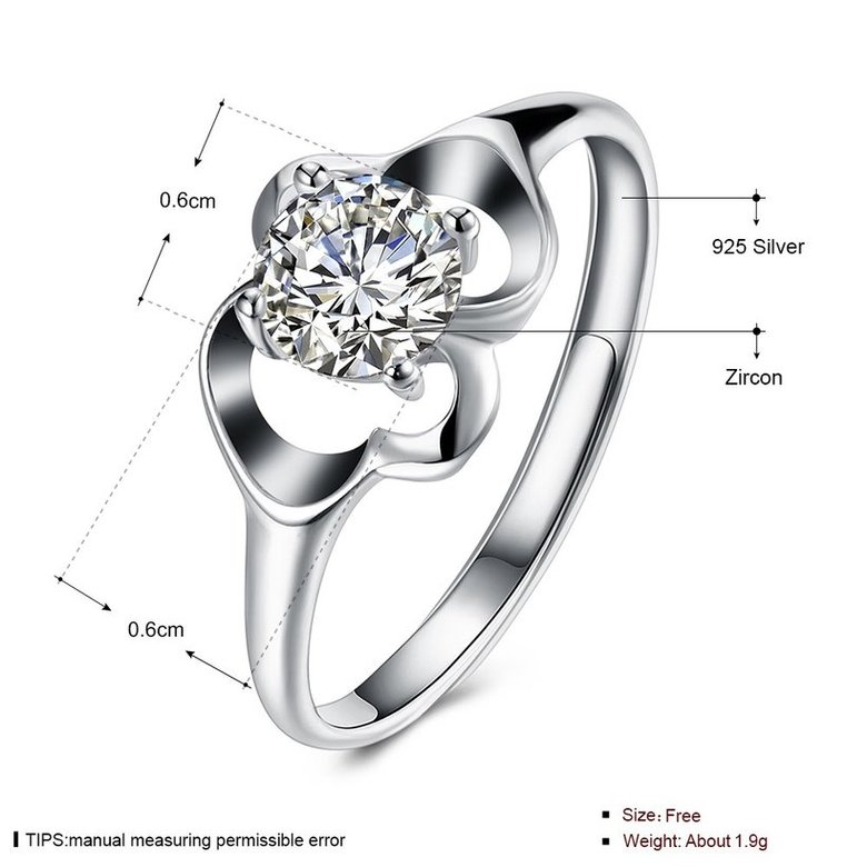 Wholesale Romantic Fashion Resizable 925 Sterling Silver CZ Flower Ring TGSLR188 4