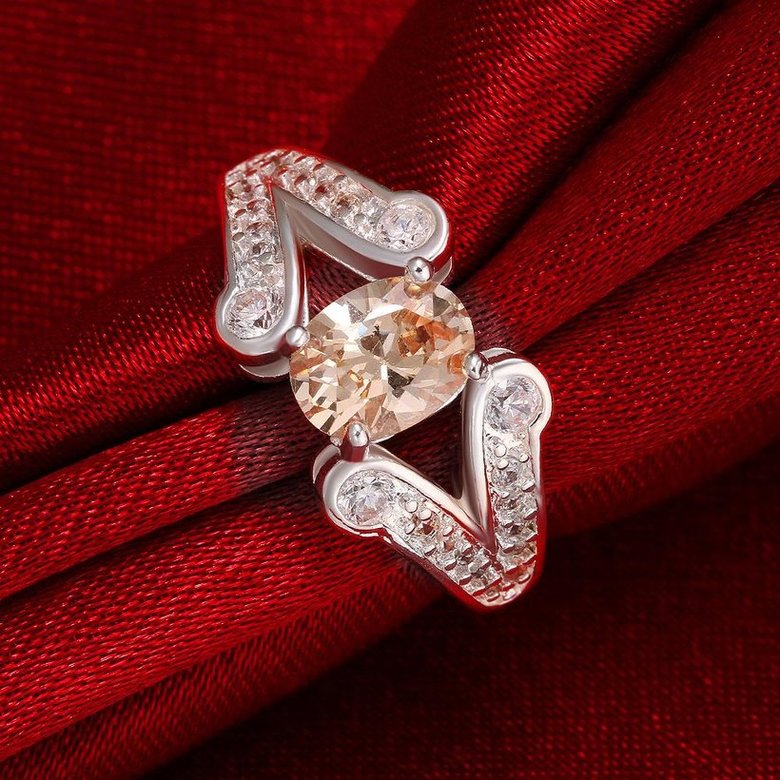 Wholesale Fashion Silver Champagne oval CZ Rin 925 Sterling Silver Ring Wedding Party Christmas Gift TGSPR008 0