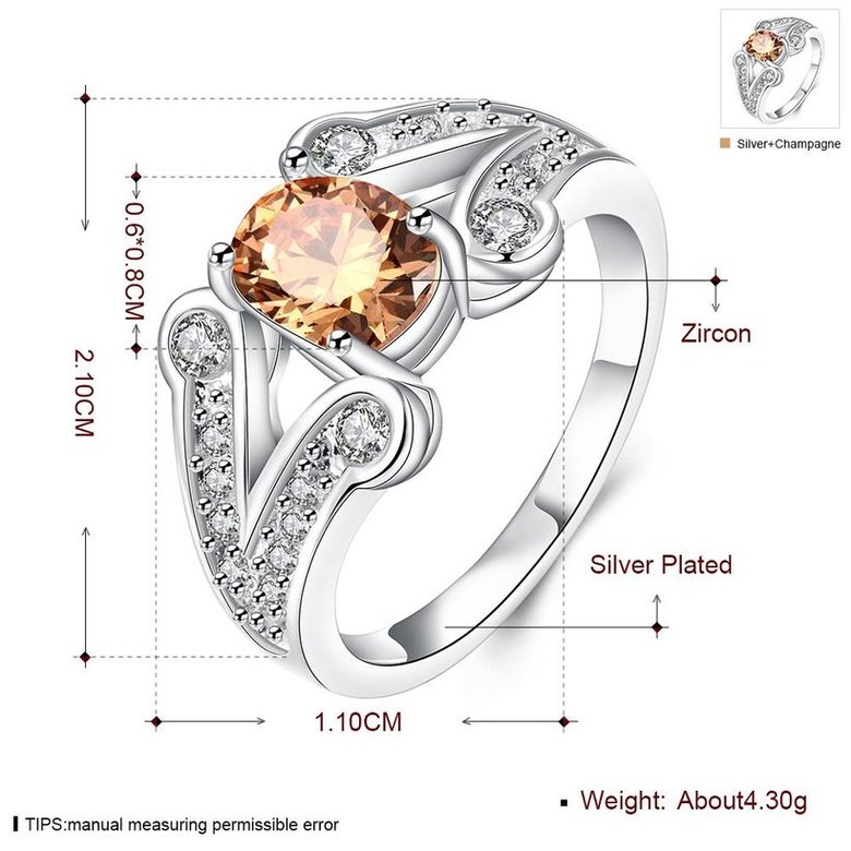 Wholesale Fashion Silver Champagne oval CZ Rin 925 Sterling Silver Ring Wedding Party Christmas Gift TGSPR008 4