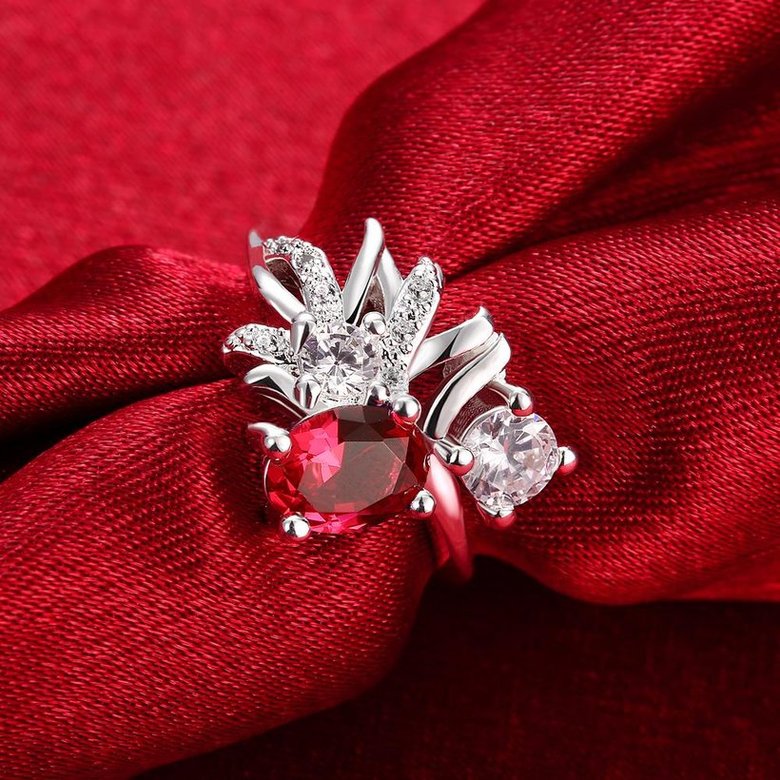 Wholesale rings from China for Lady Promotion Shiny red Zircon Banquet Holiday Party Christmas wedding jewelry TGSPR108 2