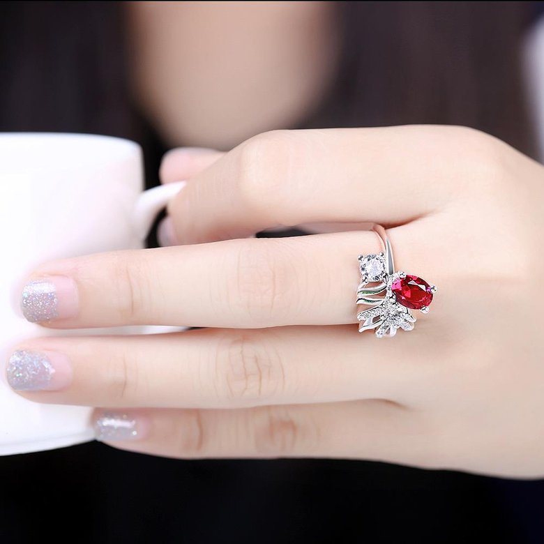 Wholesale rings from China for Lady Promotion Shiny red Zircon Banquet Holiday Party Christmas wedding jewelry TGSPR108 3