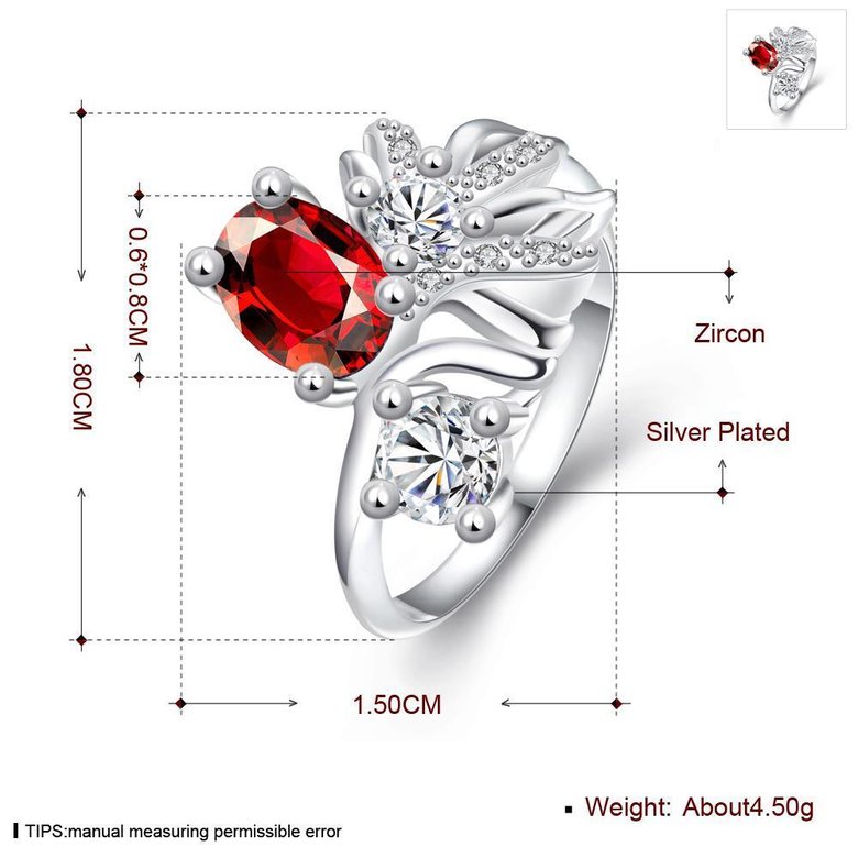 Wholesale rings from China for Lady Promotion Shiny red Zircon Banquet Holiday Party Christmas wedding jewelry TGSPR108 4