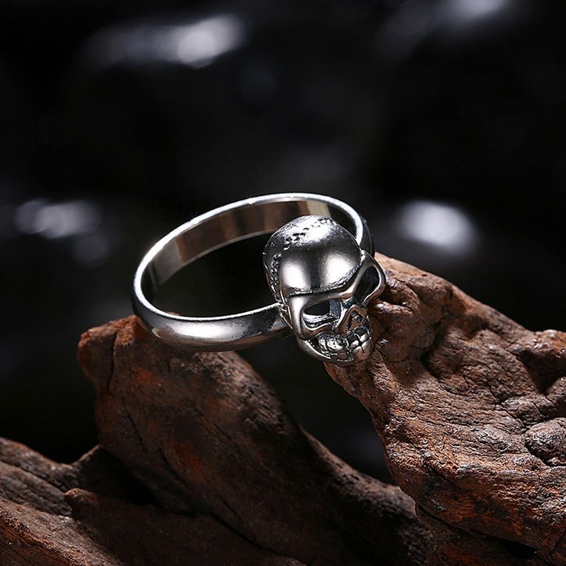 Wholesale Ancient Silver Color Human skull Rings Fashion punk style Birthday Gifts Couple Jewelry TGVGR011 2