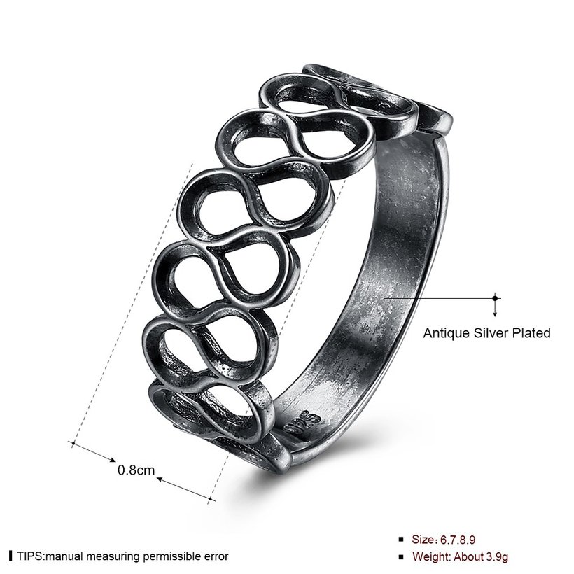 Wholesale Newly Punk style 8 shape Rings Retro Antique Silver Color rings Personality party Jewelry unisex TGVGR028 4
