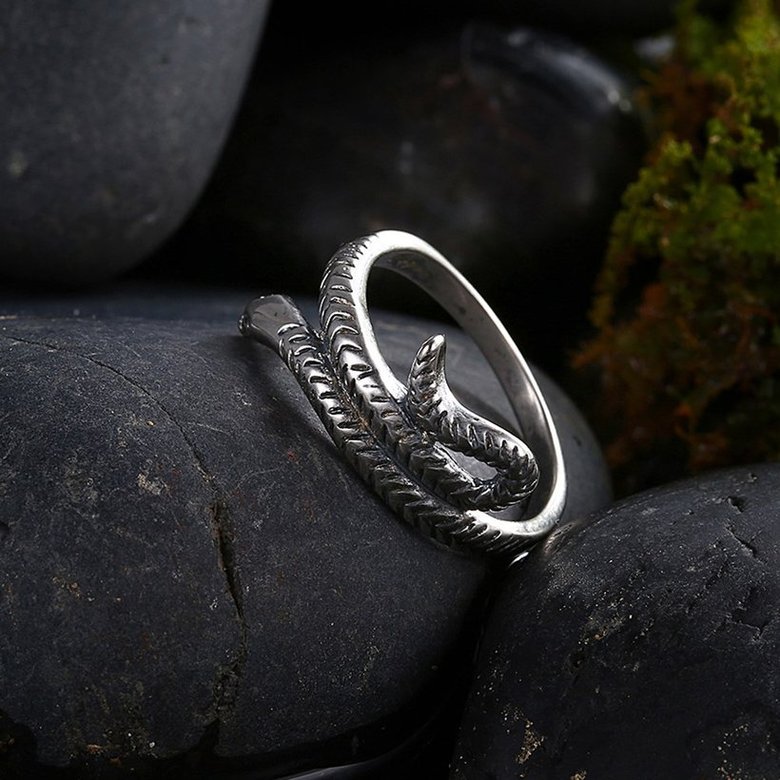 Wholesale New Retro Fashion Vintage Silver Punk Exaggerated Snake Ring Personality Snake Jewelry As Gift for unisex TGVGR032 1