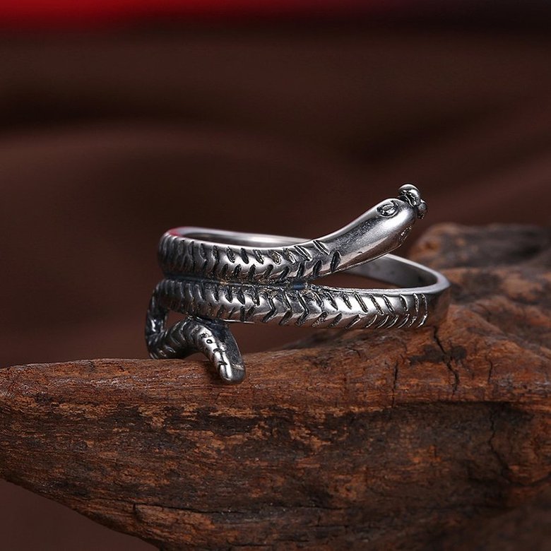 Wholesale New Retro Fashion Vintage Silver Punk Exaggerated Snake Ring Personality Snake Jewelry As Gift for unisex TGVGR032 3