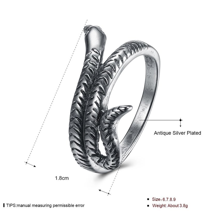 Wholesale New Retro Fashion Vintage Silver Punk Exaggerated Snake Ring Personality Snake Jewelry As Gift for unisex TGVGR032 4