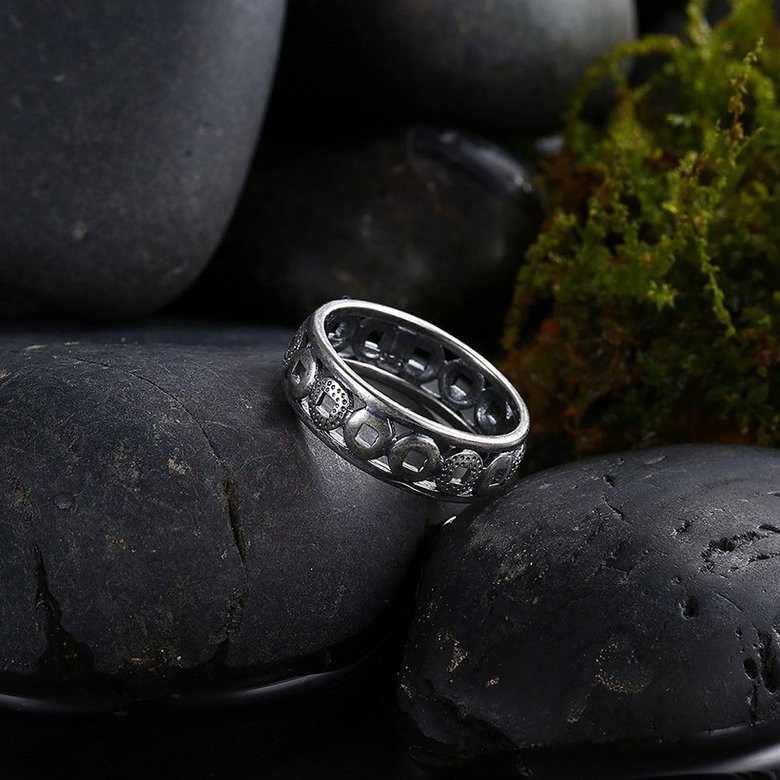 Wholesale Trendy Antique Silver Ring Newly Punk style Chinese antique coin pattern Personality Party Ring unisex Jewelry TGVGR036 1