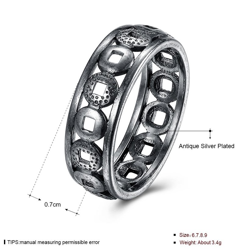 Wholesale Trendy Antique Silver Ring Newly Punk style Chinese antique coin pattern Personality Party Ring unisex Jewelry TGVGR036 4