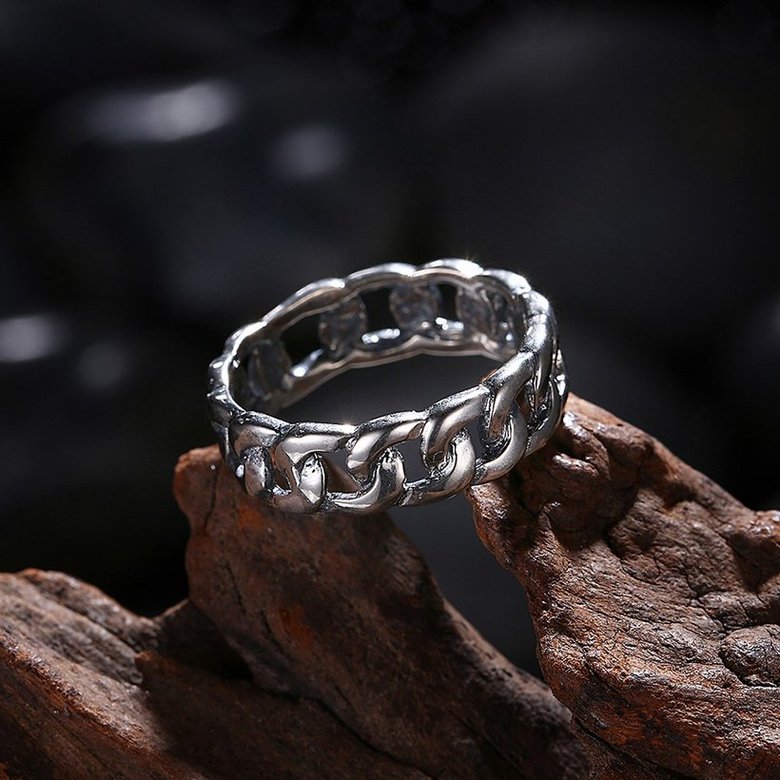 Wholesale Trendy Ancient Silver Color Unisex Charms Biker Ring Punk European Style Men Chain Buddha Rings Female Jewelry Free Shipping TGVGR038 2