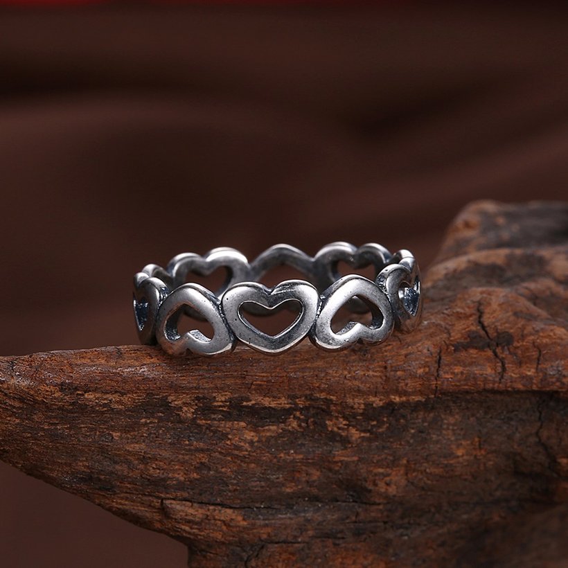 Wholesale Trendy Antique Silver Unisex Charms heart shape Ring Punk European Style Men Chain Buddha Rings Female Jewelry Free Shipping TGVGR040 3