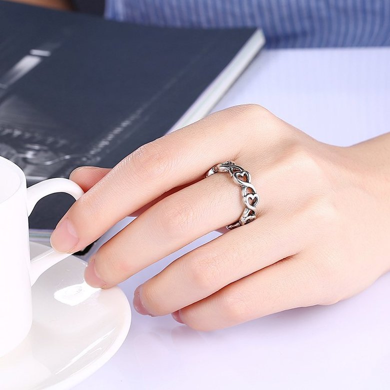 Wholesale Vintage Antique Silver Unisex Charms heart shape Ring Punk European Style Men Chain Buddha Rings Female Jewelry Free Shipping TGVGR041 0