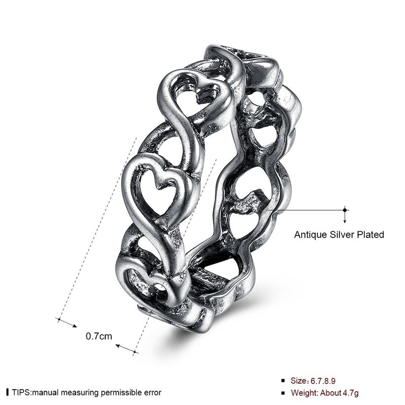 Wholesale Vintage Antique Silver Unisex Charms heart shape Ring Punk European Style Men Chain Buddha Rings Female Jewelry Free Shipping TGVGR041 4
