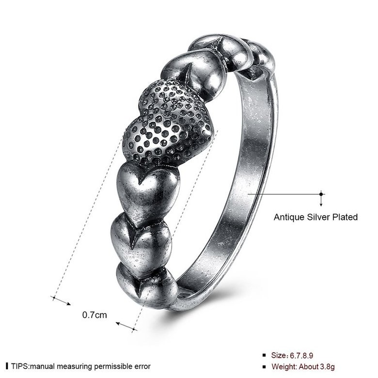 Wholesale Trendy Antique Silver Unisex Charms heart shape Ring Punk European Style Men Chain Buddha Rings Female Jewelry Free Shipping TGVGR043 4